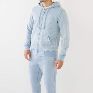 Ensemble survêtement hiver grande taille de haute qualité, coupe unie délavée à l'acide, avec sweat à capuche et pantalon de jogging, design personnalisé - Product Image 2