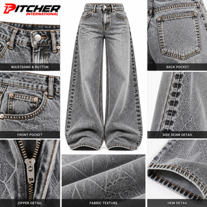 Jeans en denim taille haute pour femmes, délavage foncé, pour détaillants de mode, personnalisation de jeans, fourniture en marque blanche - Product Image 6