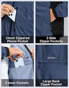 Veste coupe-vent longue pour homme de marque en gros, col montant, logo frontal, légère, coupe-vent, imperméable - Product Image 2