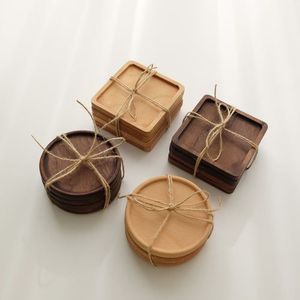 ที่รองแก้วทำจากไม้หลายชิ้นสำหรับงานหัตถกรรมที่ทำด้วยมือถาดรองแก้วไม้ไผ่มี6แพ็กพร้อมที่จับ - Product Image 5