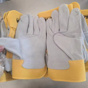 Wholesale High Quality Breathable Jacquard <b>Leather</b> Safety Gloves for Daily Outdoor Work Welding Cow/Split Gloves Heat Welding - Product Image 2