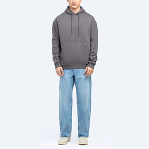 Sudadera con capucha lisa de peso pesado de mezcla de algodón para hombre, jersey de forro polar básico personalizado de fabricante OEM - Product Image 4