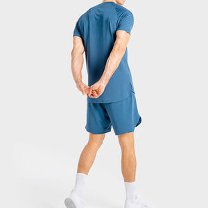 เสื้อทีเชิ้ตกีฬาผู้ชายเสื้อยืดผู้ชายสีพื้นลำลองลำลองสำหรับเพาะกายระบายอากาศ - Product Image 4