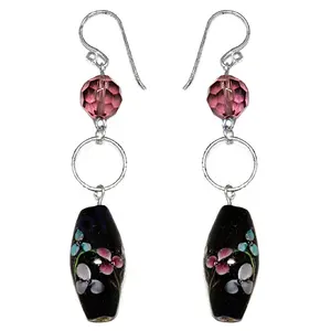 จี้/ต่างหูทรงดอกไม้สีดำสไตล์ศาสนาสำหรับผู้หญิง - Product Image 1