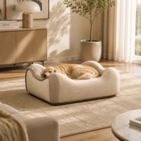 Canapé-lit pour animaux de compagnie avec coussin incurvé, lit orthopédique pour chien et chat, doux avec housse amovible et lavable et mousse haute densité pour une utilisation en intérieur