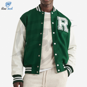 Custom Design Canvas Varsity <b>Jackets</b> Warm Winter Bomber <b>Leather</b> Sleeves Embroidered Logo High Quality Streetwear Quick Dry - Product Image 1