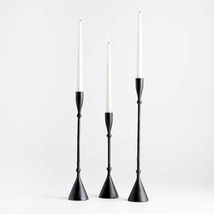 Distressed Finish Stacked Ball Candlesticks Set of 3 Abstract Holders - Product Image 1