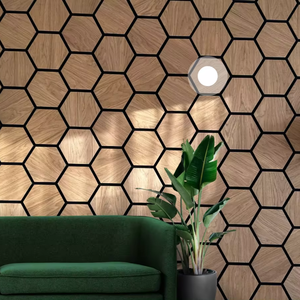 Innovative Design Wooden Veneer Hexagonal Acoustic <strong>Wood</strong> Slat <strong>Wall</strong> <strong>Panels</strong> MDF for Modern Hotel - Product Image 1