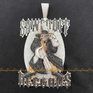 Bijoux de mode pendentifs breloques remplies de diamants ronds de laboratoire de taille brillante en argent sterling 925 - Product Image 1