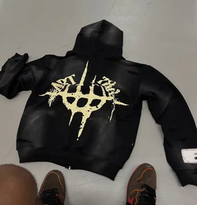 <b>Top</b> Selling Solid Vintage Washed 100% Cotton Casual Oversized Hoodies Breathable Customized Logo OEM Winter <b>Distressed</b> Dtg Print - Product Image 6