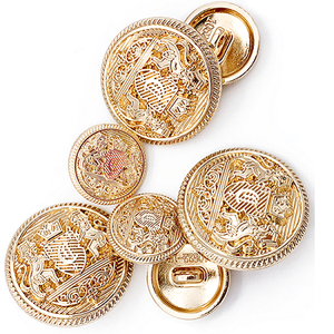 Botones personalizados con logotipo de latón plateado de vástago de 18mm con lentejuelas pulidas para ropa y abrigos uniformes - Product Image 6