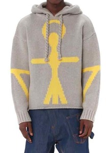 Sudadera con capucha de lana de merino personalizada 100% suéter de punto de manga larga estampados Jacquard Sudadera con capucha para hombre - Product Image 4