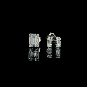 Pendientes de Botón de Lujo con Corte Esmeralda, Diamante Moissanita VVS, Plata 925, Estilo Solitario, Pendientes de Declaración - Product Image 4