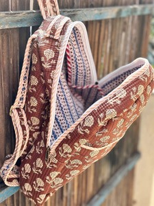 Sac à dos en coton biologique à imprimé floral Le Souvenirs, fermeture éclair, capacité de 10 kg, léger, multi-usages, style élégant et luxueux - Product Image 4