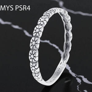 แหวนเงินแท้ 925 ขัดเงา ลายดอกไม้ ดีไซน์เรียบง่าย ทำมือ สำหรับผู้หญิง - Product Image 1
