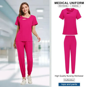 Conjunto médico de ajuste cómodo para mujer, pantalones deportivos de marca personalizada de algodón, uniformes hospitalarios - Product Image 2