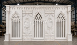 Escenario de Boda con Temática Romana, Recepción Victoriana, Decoración Elegante de Estilo Gótico con Arco Floral y Conjunto de Muebles Blancos - Product Image 2