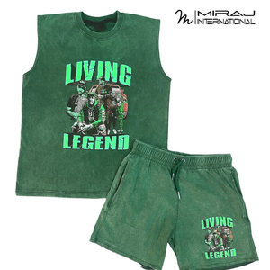 Two Piece Sleeveless With Acid Wash Sweat <b>Shorts</b> 3D Printing High Quality <b>Men</b> Wear Acid Wash <b>Short</b> Sets - Product Image 4