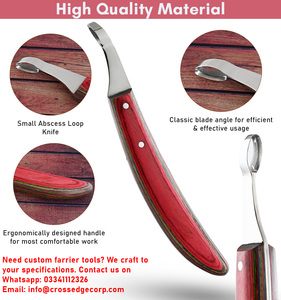 Advanced Ferrier Hoof Knife Abscess Loop Knife Sharpe Recorte Agarre antideslizante Mango de madera Equino y forma de animales Hoja suave - Product Image 3
