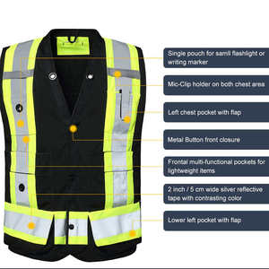 Gilet de sécurité réfléchissant personnalisé logo d'entreprise avec poches gilet de travail de visibilité fluorescente de couleur personnalisée - Product Image 2