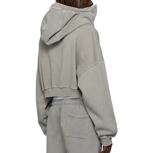 Sweat à capuche à fermeture éclair en éponge française personnalisé pour hommes 450-500gsm finition délavée Vintage High Street Style 100% coton coupe régulière - Product Image 4
