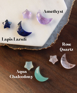 Ensemble de colliers de pierres précieuses à double couche avec lune et étoile Colliers à chaîne câblée Colliers pendentifs fins en argent plaqué or Boho faits à la main - Product Image 4