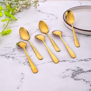 Cucharas de Cena de Acero Inoxidable 304 Doradas Martilladas, Ecológicas, Desechables, Juego de 6 con Mango Largo y Acabado Espejo para Fiestas y Bodas - Product Image 2