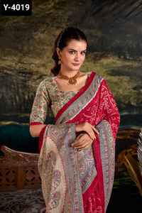 Dernières femmes portent de la fantaisie nouvelle tendance fête porter Jacquard lourd séquence Saree avec chemisier pièce pour mariage porter des vêtements - Product Image 2