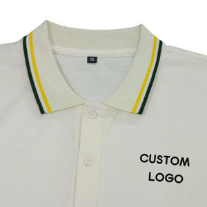 Polo en coton uni coupe classique avec col à revers et fermeture boutonnée, impression personnalisée, chemises décontractées, logo personnalisé, polos pour hommes - Product Image 2