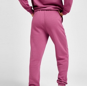 Pantalon de survêtement en molleton rose uni pour femme, taille mi-haute élastique, coupe droite ample, longueur intégrale, décontracté, pour l'automne - Product Image 3