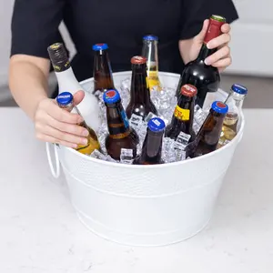 ถังน้ำแข็งโลหะสีเงินแบบหนาไวน์ปาร์ตี้ทรงสี่เหลี่ยมหรูหราทันสมัยสำหรับบาร์ร้านอาหาร - Product Image 1