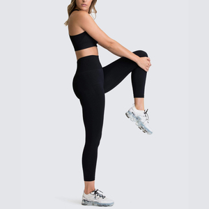 Conjunto de Yoga sin costuras de secado rápido para mujer, Reversible Sujetador deportivo, mallas, camisetas deportivas transpirables, pantalones, patrón sólido XS - Product Image 3