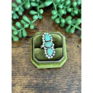 Southwest Handmade Kingman <b>Turquoise</b> Sterling Silver Bezel Set Adjustable <b>Ring</b> - Product Image 1