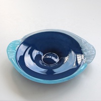 Bixuan Kleurrijke Randen Mondgeblazen Glazen Schaal Collectie Diep Donkerblauw Olijfgroen Fruit Schaal Tafeldecoratie Huisdecoratie