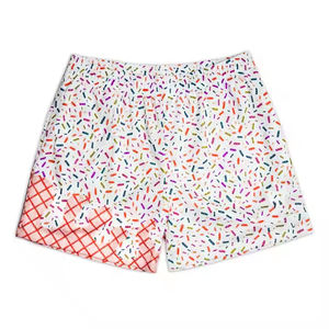 กางเกงขาสั้นชายหาดแบบผูกเชือกเอวยางยืดแห้งเร็วสำหรับผู้ชายกางเกงขาสั้นพิมพ์ลายซับลิเมชันตามสั่ง - Product Image 6