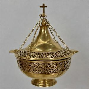 TriniBurn Holy Flame Brûleur d'encens à charbon de bois antique Encensoir en laiton fabriqué à la main pour la messe et les offrandes spirituelles - Product Image 3