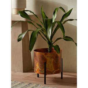 Maceta Metálica Minimalista para Interiores con Soporte de Patas, Cobre Oxidado, Estética Nórdica, Decoración del Hogar, Venta al por Mayor - Product Image 1