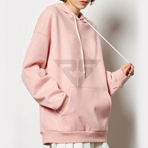 Color rosa claro Mujeres Oversize Drop Shoulder Hoodies Midi Long Loose Winter Warm Sudaderas - Product Image 3