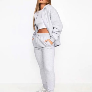 Conjunto Deportivo de Dos Piezas para Mujer, Invierno, Grueso, Estampado, con Cremallera, Sudadera con Capucha y Pantalones Deportivos, Diseño OEM ODM - Product Image 5