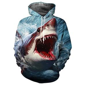 Sudadera CON CAPUCHA DE TIBURÓN sangriento con estampado 3D para hombre, sudadera informal de manga larga con patrón de animales marinos, sudaderas con capucha sueltas, ropa de calle - Product Image 2
