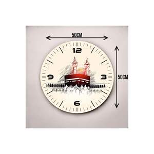 Colorful Print Kaaba Religious Pattern Wooden Silent Table <b>Wall</b> <b>Clock</b> <b>50cm</b> Number Gift - Product Image 2