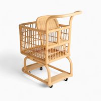 Poussette en rotin de style vintage pour la crèche et le rangement des jouets, de 6 mois à 3 ans, non pliable