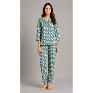 Conjunto de Pijama de Algodón Premium para Mujer con Cintura Elástica y Cierre de Botones - Product Image 2