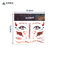 Autocollant de tatouage temporaire intégral pour Halloween, 158x158mm, effet cicatrice, plaie, points de suture, maquillage, zombie, cosplay, carte de présentation pour la vente au détail