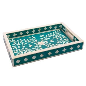 Plateau d'incrustation en os de luxe fabriqué à la main avec détails artistiques et finitions personnalisées parfait pour les cadeaux élégants et la décoration intérieure - Product Image 1