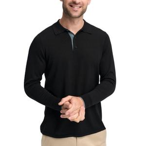Vente en gros de polos à manches longues personnalisés pour hommes de haute qualité 100% coton automne nouveau design respirant tissu tricoté décontracté solide - Product Image 1
