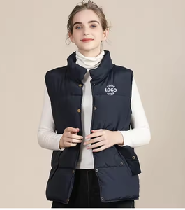 Lady Outer Wear Fashion Sleeveless Jackets Stand Collar 100% Polyester Shell Long Custom Puffer Vest - Product Image 5