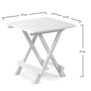 Tavolo pieghevole in plastica bianca resistente 44x44x50cm per giardino o uso interno - Product Image 2