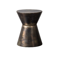 Tabouret latéral en fer d'aspect Premium Design Unique Round Top Handmade Sofa End Stool Bone Inlay Console pour salon et chambre à coucher