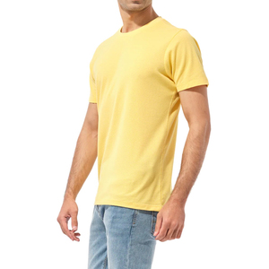 Couleur jaune coton uni teint hommes t-shirts haute qualité logo personnalisé 220gsm hommes t-shirt Offre Spéciale style décontracté hommes t-shirts - Product Image 3
